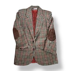 100% Tweed Heritage Style Vintage Wool Blazer with Suede Elbow Patches US Made